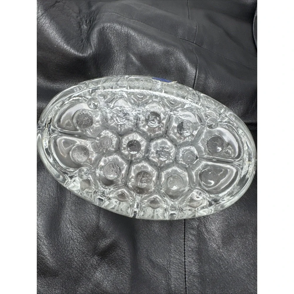Bohemia Glass Vintage TAG Flower Frog Bowl vase Dome 22 Hole 6